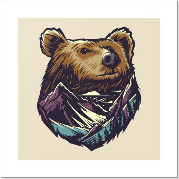 bear mountain illustration Wall Art by Mako Design 